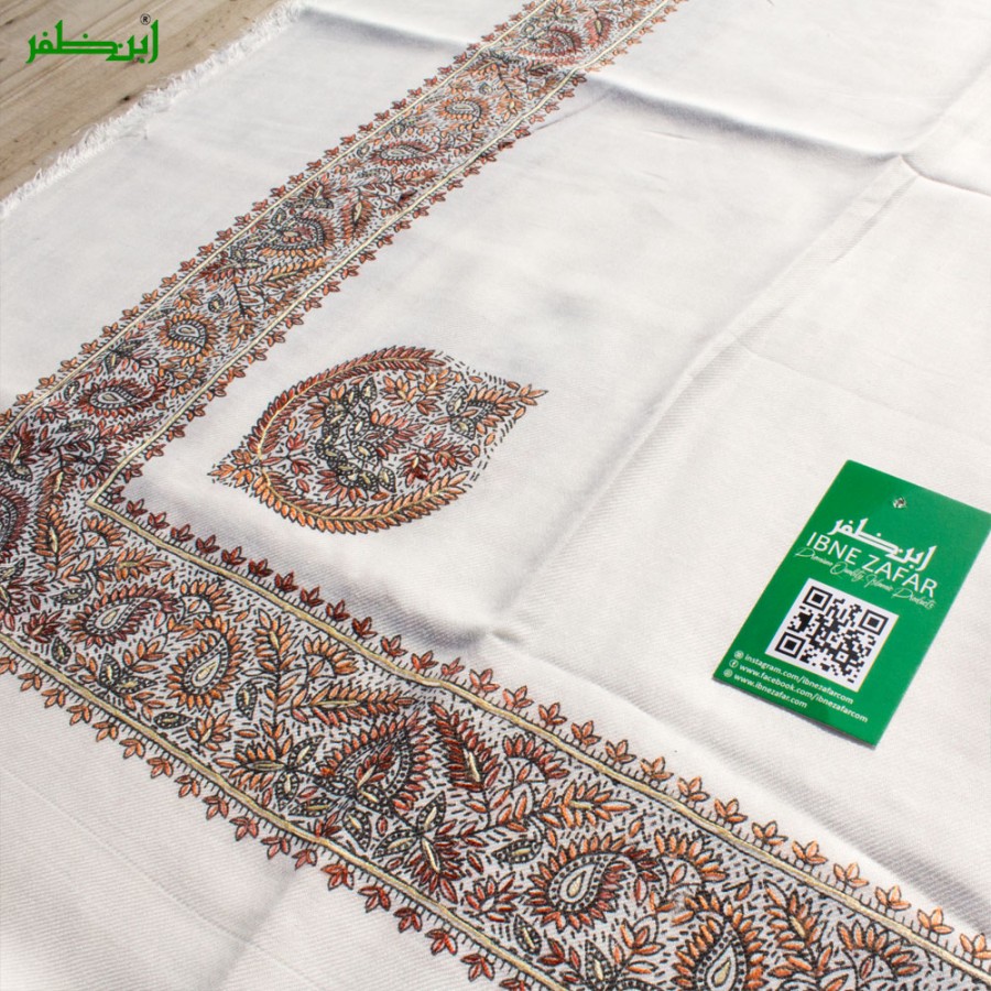 White Block Print & Booti Kashmiri / Yameni Musar / Rumal / Ghutra / Shemagh